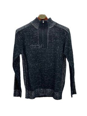 XRay Jeans Quarter Zip Mock Neck Marled Black Sweater Medium